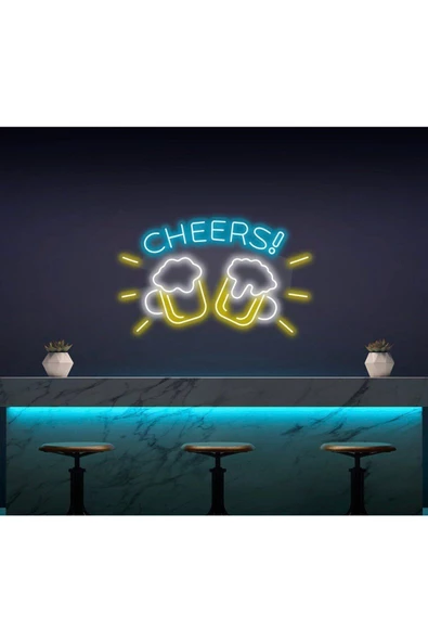 Twins Led Aydınlatma CHEERS! Yazılı ve Şekilli Neon Tabela