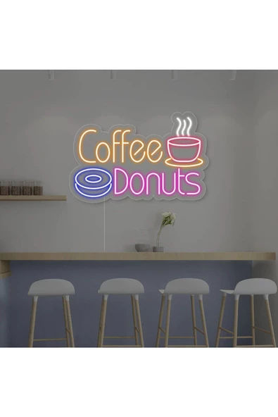 Twins Led Aydınlatma Coffee Donuts Yazılı ve Şekilli Neon Tabela ürün görseli 1