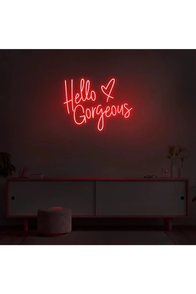 Twins Led Aydınlatma Hello Gorgeous Yazılı ve Şekilli Neon Tabela
