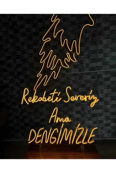 Twins Led Aydınlatma Rekabeti Severiz Ama DENGİMİZLE Yazılı Neon Tabela - Resim 2