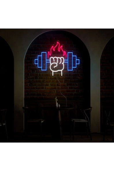 Twins Led Aydınlatma Ateşli Dambıl Şekilli Neon Tabela