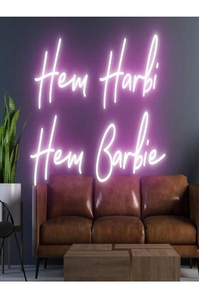 Twins Led Aydınlatma Hem Harbi Hem Barbie Yazılı Neon Tabela ürün görseli 1