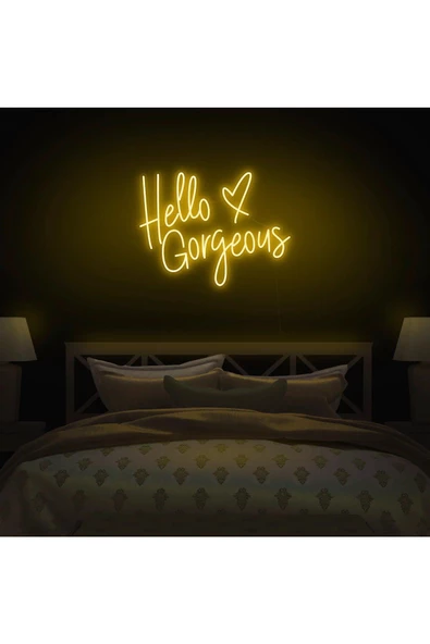 Twins Led Aydınlatma Hello Gorgeous Yazılı ve Şekilli Neon Tabela ürün görseli 1