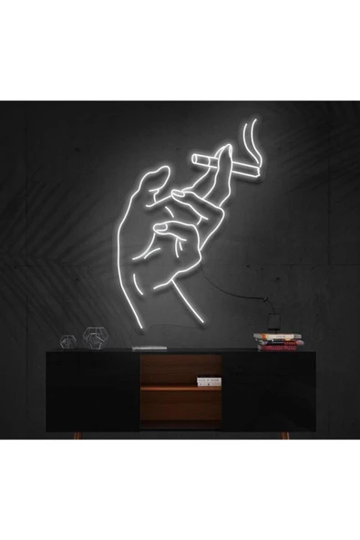Twins Led Aydınlatma El ve Sigara Figürlü Dekoratif Neon Tabela