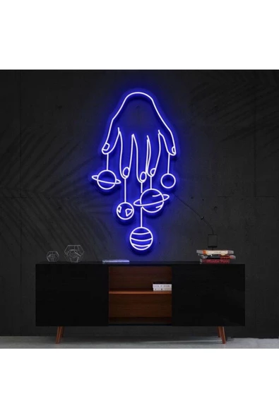 Twins Led Aydınlatma El Gezegenler Galaksi Figürlü Dekoratif Neon Tabela