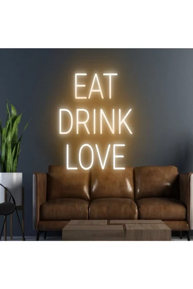 Twins Led Aydınlatma EAT DRINK LOVE Yazılı Neon Tabela ürün görseli 1