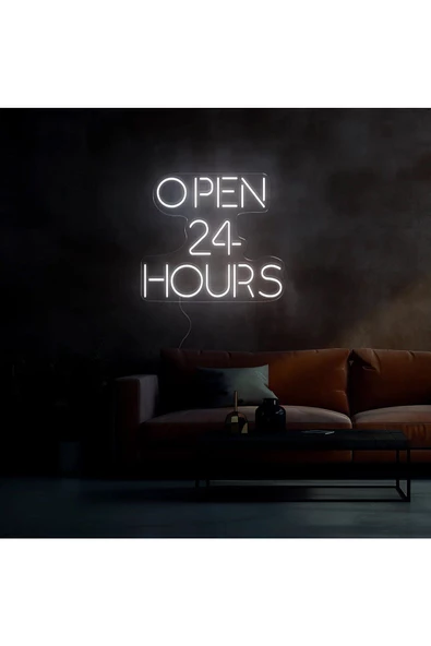 Twins Led Aydınlatma OPEN 24 HOURS Yazılı Neon Tabela