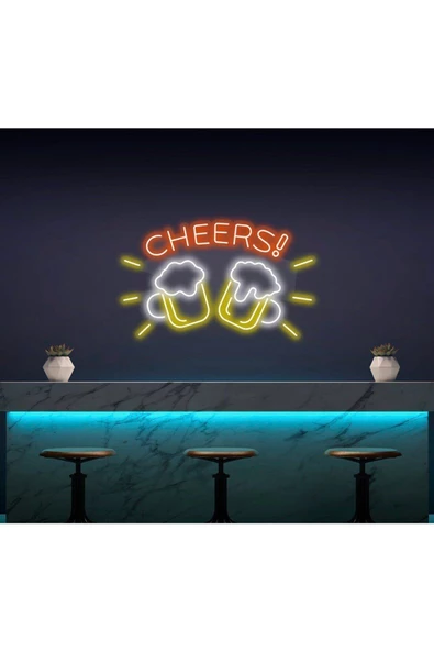 Twins Led Aydınlatma CHEERS! Yazılı ve Şekilli Neon Tabela ürün görseli 1