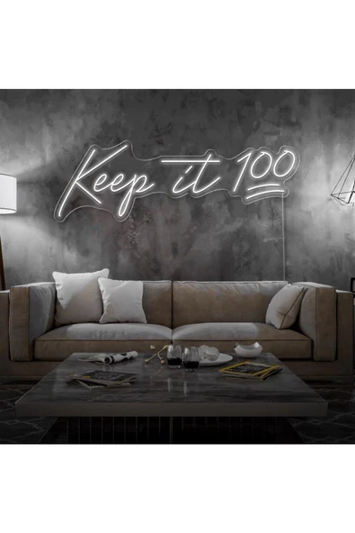 Twins Led Aydınlatma Keep it 100 Yazılı Neon Tabela ürün görseli 1