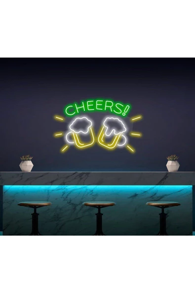 Twins Led Aydınlatma CHEERS! Yazılı ve Şekilli Neon Tabela