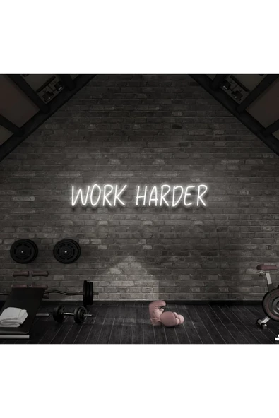 Twins Led Aydınlatma WORK HARDER Yazılı Neon Tabela - 1