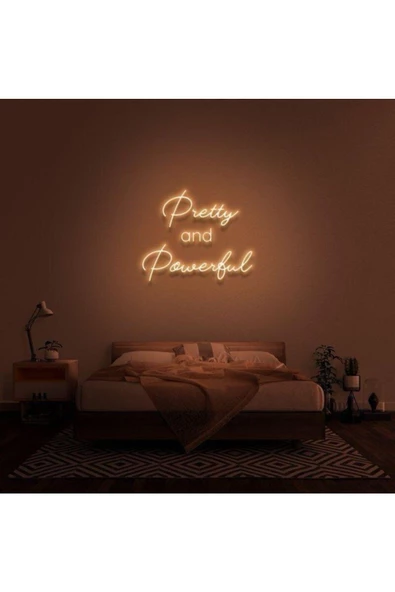 Twins Led Aydınlatma Pretty and Powerful Yazılı Neon Tabela ürün görseli 1