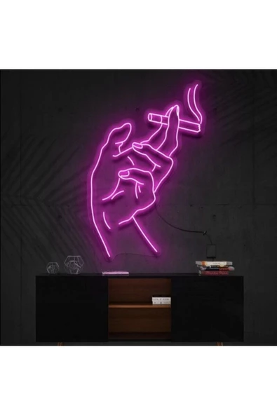 Twins Led Aydınlatma El ve Sigara Figürlü Dekoratif Neon Tabela