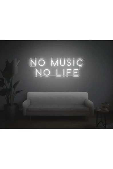 Twins Led Aydınlatma NO MUSİC NO LIFE Yazılı Neon Tabela ürün görseli 1
