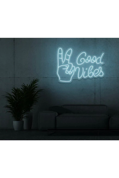 Twins Led Aydınlatma Good Vibes Yazılı ve Şekilli Neon Tabela - 1
