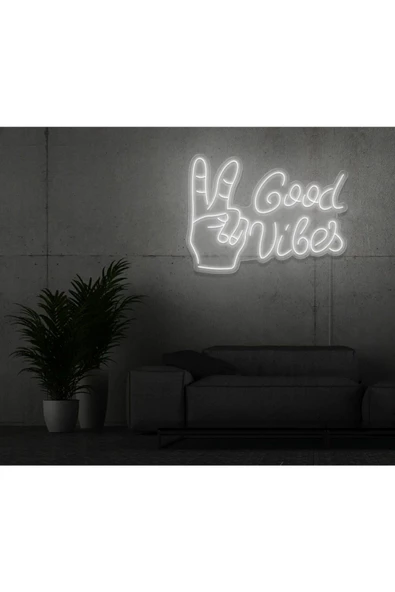 Twins Led Aydınlatma Good Vibes Yazılı ve Şekilli Neon Tabela