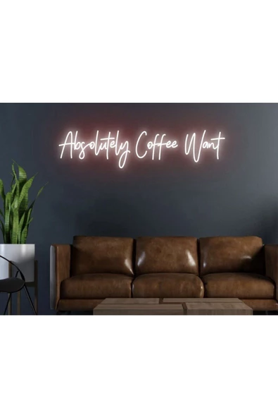 Twins Led Aydınlatma Absolutely Coffee Want Yazılı Neon Tabela ürün görseli 1