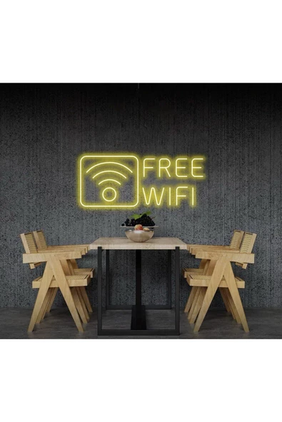 Twins Led Aydınlatma FREE WIFI Yazılı ve Şekilli Neon Tabela