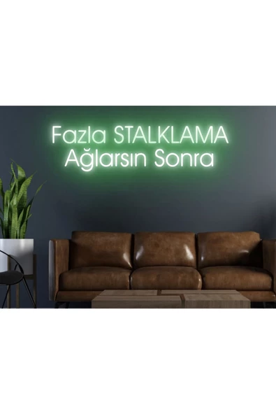 Twins Led Aydınlatma Fazla Stalklama Ağlarsın Sonra Yazılı Neon Tabela ürün görseli 1