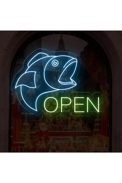 Twins Led Aydınlatma OPEN Yazılı ve Şekilli Neon Tabela ürün görseli 1