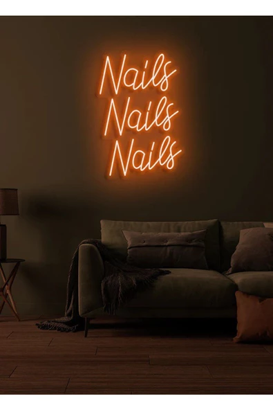 Twins Led Aydınlatma Nails Nails Nails Yazılı Neon Tabela