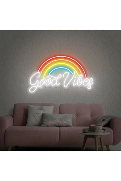 Twins Led Aydınlatma Good Vibes Yazılı ve Şekilli Neon Tabela ürün görseli 1