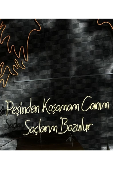Twins Led Aydınlatma Peşinden Koşamam Canım Saçlarım Bozulur Yazılı Neon Tabela - Resim 2