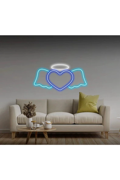 Twins Led Aydınlatma Kalpli Kanat Şekilli Neon Tabela