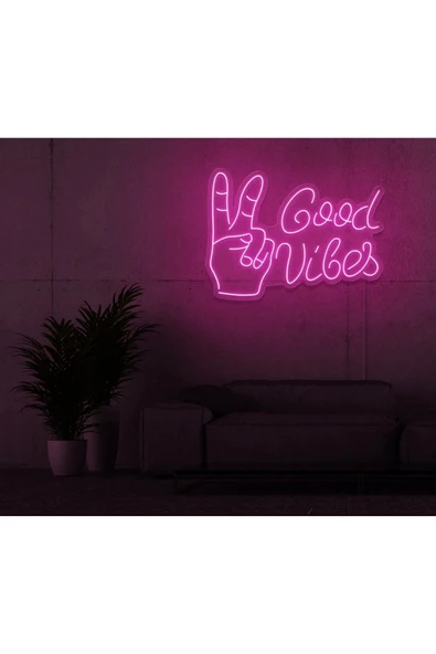 Twins Led Aydınlatma Good Vibes Yazılı ve Şekilli Neon Tabela ürün görseli