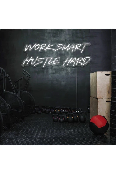 Twins Led Aydınlatma WORK SMART HUSTLE HARD Yazılı Neon Tabela
