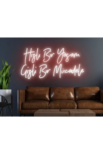 Twins Led Aydınlatma Hızlı Bir Yaşam Gizli Bir Mücadele Yazılı Neon Tabela