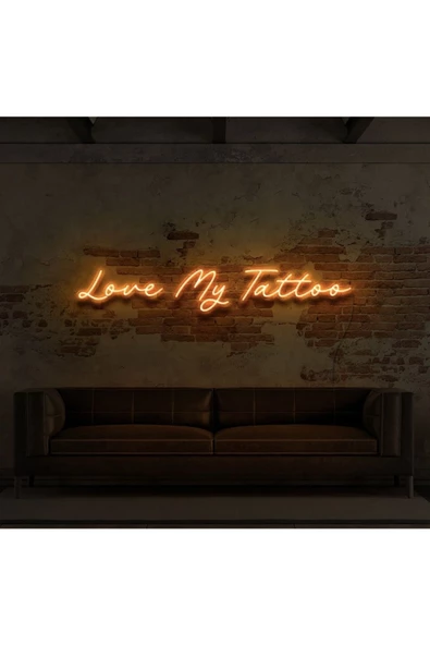 Twins Led Aydınlatma Love My Tattoo Yazılı Neon Tabela