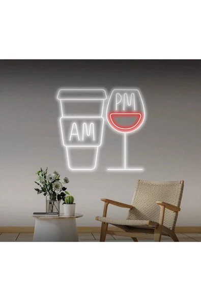 Twins Led Aydınlatma Coffee wine AM PM Neon Tabela ürün görseli