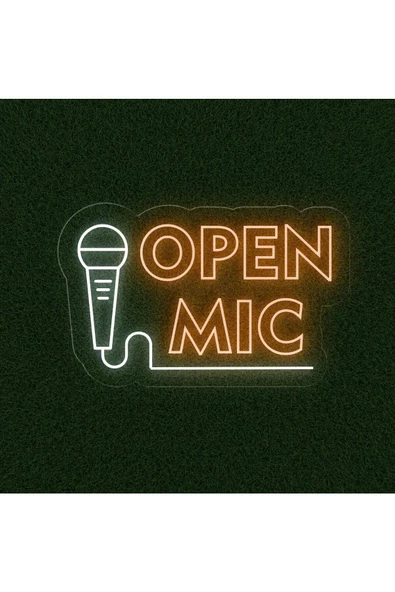 Twins Led Aydınlatma OPEN MIC Yazılı ve Şekilli Neon Tabela ürün görseli