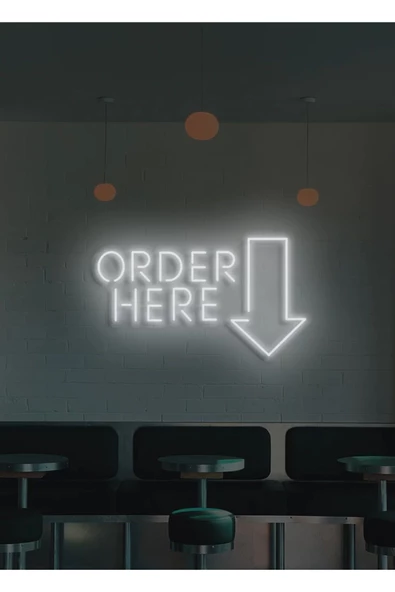 Twins Led Aydınlatma ORDER HERE Yazılı ve Şekilli Neon Tabela