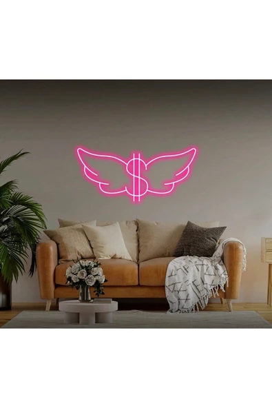 Twins Led Aydınlatma Dolarlı Kanat Şekilli Neon Tabela - 1