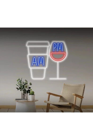 Twins Led Aydınlatma Coffee wine AM PM Neon Tabela ürün görseli