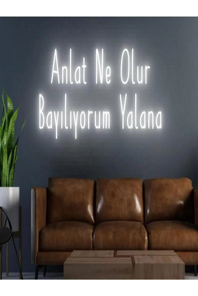 Twins Led Aydınlatma Anlat Ne Olur Bayılıyorum Yalana Yazılı Neon Tabela ürün görseli 1