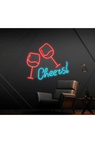 Twins Led Aydınlatma Cheers! Yazılı ve Şekilli Neon Tabela