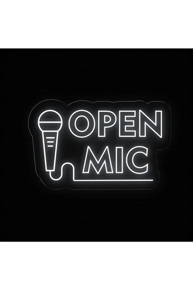 Twins Led Aydınlatma OPEN MIC Yazılı ve Şekilli Neon Tabela ürün görseli