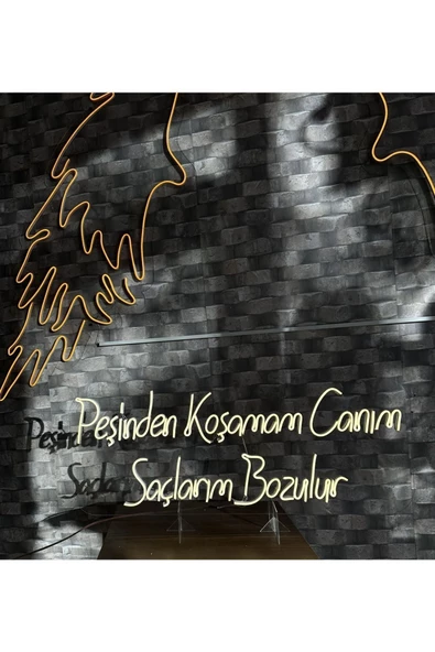 Twins Led Aydınlatma Peşinden Koşamam Canım Saçlarım Bozulur Yazılı Neon Tabela - Resim 3