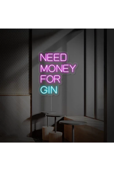 Twins Led Aydınlatma NEED MONEY FOR GIN Yazılı Neon Tabela ürün görseli