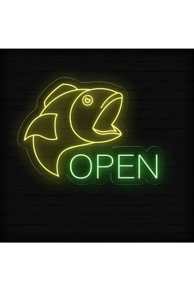 Twins Led Aydınlatma OPEN Yazılı ve Şekilli Neon Tabela ürün görseli 1