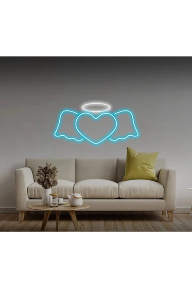 Twins Led Aydınlatma Kalpli Kanat Şekilli Neon Tabela