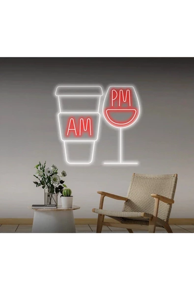Twins Led Aydınlatma Coffee wine AM PM Neon Tabela ürün görseli 1