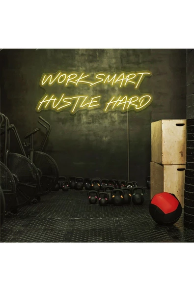 Twins Led Aydınlatma WORK SMART HUSTLE HARD Yazılı Neon Tabela