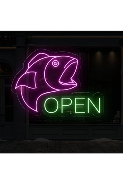 Twins Led Aydınlatma OPEN Yazılı ve Şekilli Neon Tabela - 1