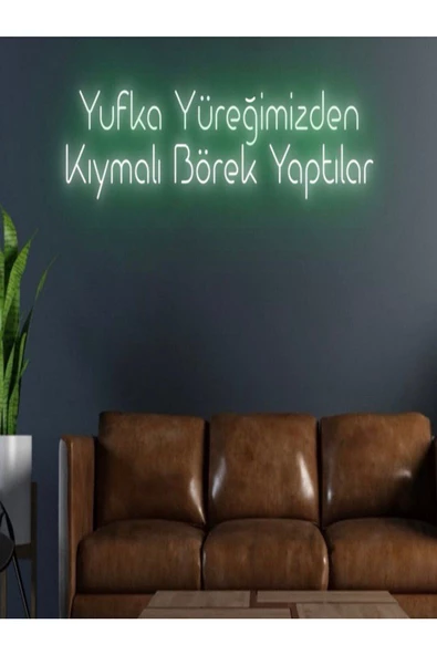 Twins Led Aydınlatma Yufka Yüreğimizden Kıymalı Börek Yaptılar Yazılı Neon Tabela ürün görseli 1