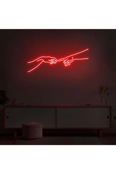 Twins Led Aydınlatma Hand Of God Figürlü Neon Tabela
