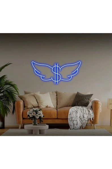 Twins Led Aydınlatma Dolarlı Kanat Şekilli Neon Tabela ürün görseli 1